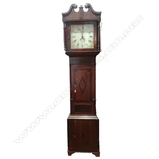 A Victorian oak and mahogany long case clock