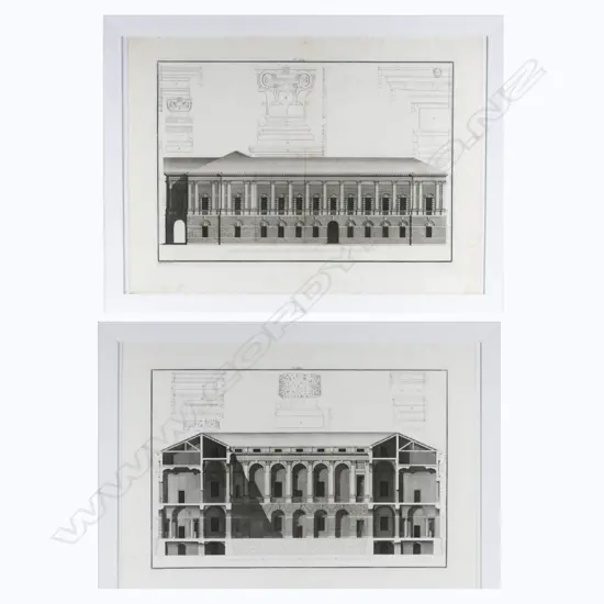 Two large 18thC architectural copper plate engravings