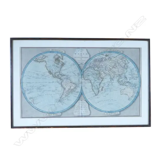 A 1794 Eastern and Western Hemisphere map