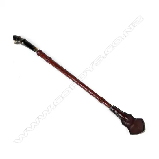 An Edwardian plaited leather sword-stick riding crop