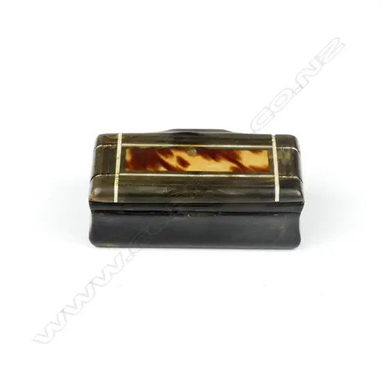 A horn and tortoiseshell snuff box