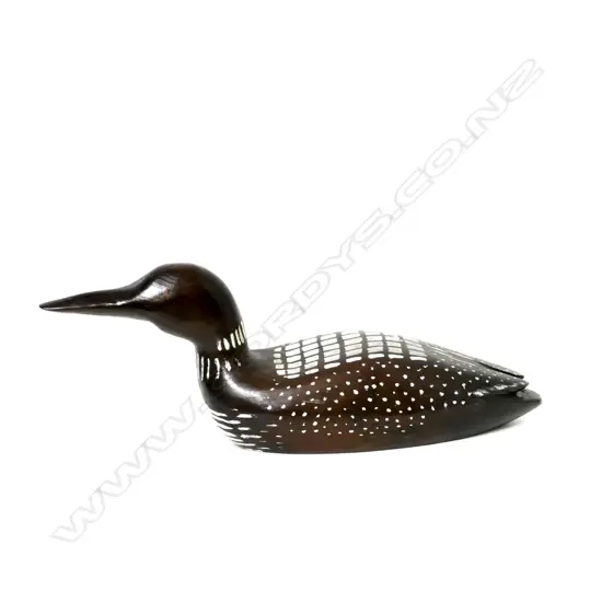 A Paul Flinette hand painted wooden decoy loon