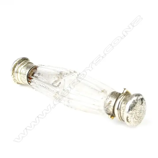 A Victorian silver top double ended scent bottle