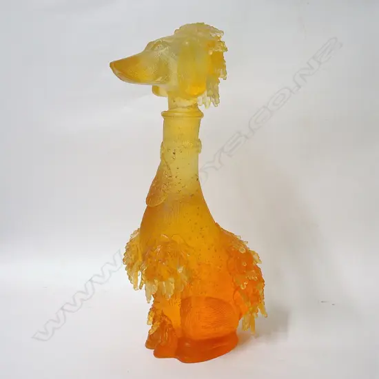 Crystal Chain Gang cast art glass poodle sculpture