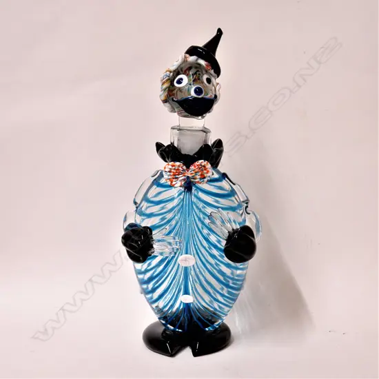 A Murano Archimede Seguso Venetian coloured glass clown decanter