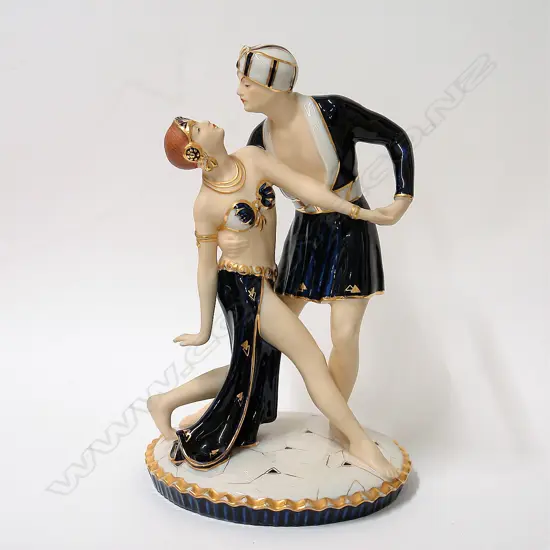 A Royal Dux Bohemian Roaring 20's Art Deco dancing couple
