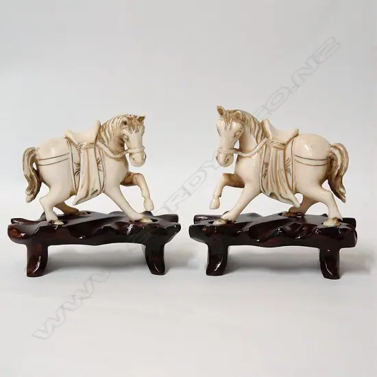 Two vintage Chinese carved ivory horses