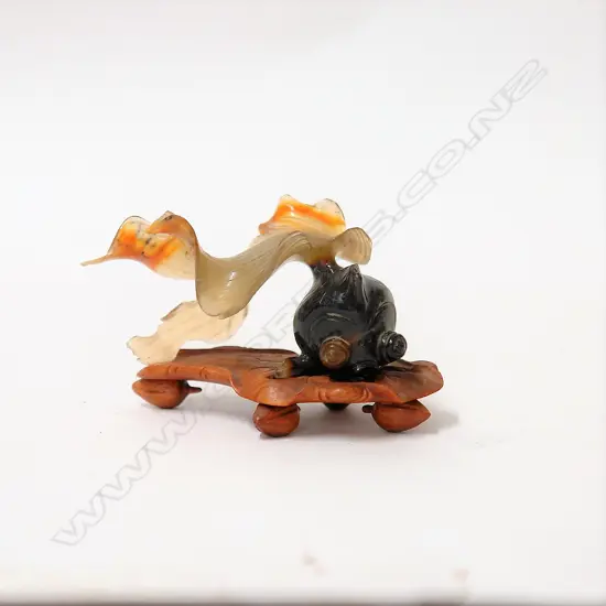 A Chinese carved jade dragon eye dragon-fish