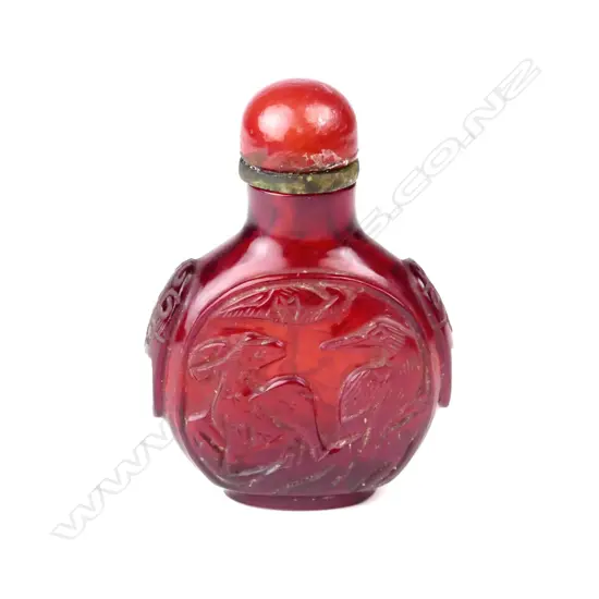 A Chinese red glass snuff bottle