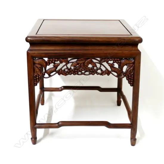 A large square Chinese rosewood vase stand