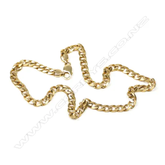 A modern 9ct. yellow gold flat curb link chain