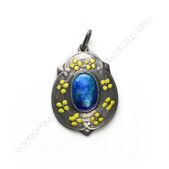 A c.1900 Arts & Crafts .950 silver and enamel pendant