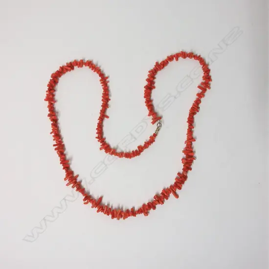 A c.1900 Mediterranean orange branch coral necklace