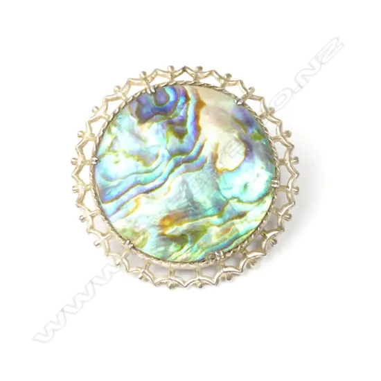 A N.Z. silver and paua brooch