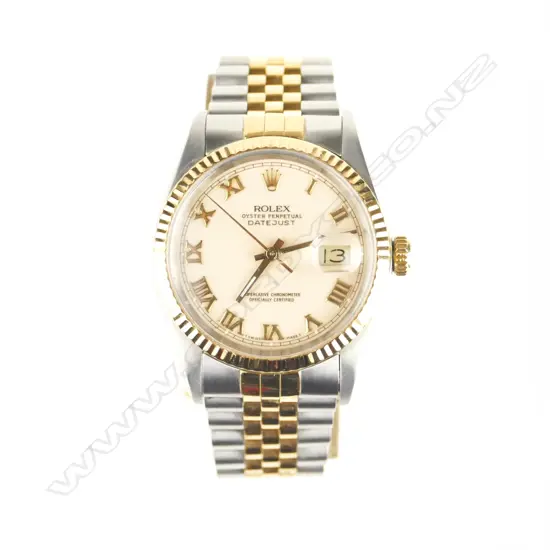 A 1980s 18ct. yellow gold and stainless steel gent's Rolex Oyster perpetual Datejust wristwatch