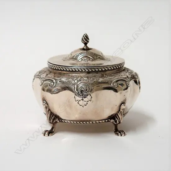 A late Victorian silver hinged lidded tea caddy