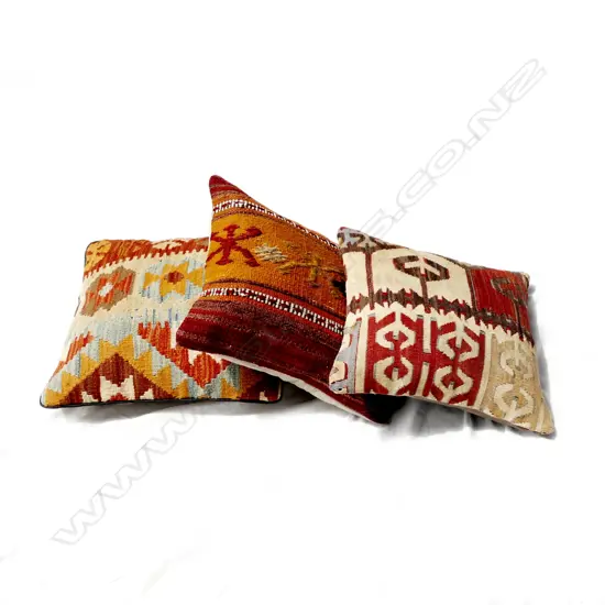 Three Turkish kilim cushions