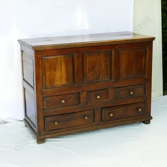 An early George III oak country mule chest