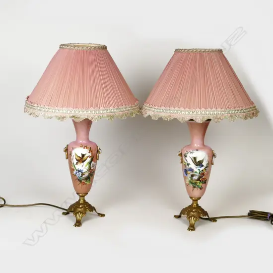 A pair of porcelain table lamps