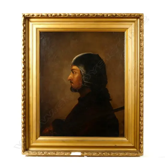 Artist unknown. 'Profile Portrait of a Soldier with Short Beard and Metal Helmet'