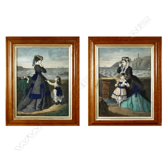 A pair of large Victorian coloured prints