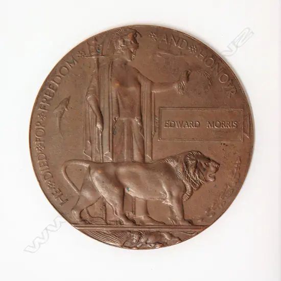 A WWI bronze memorial plaque