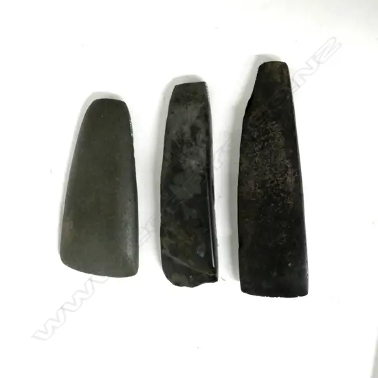 Three Maori stone Toki (adze)
