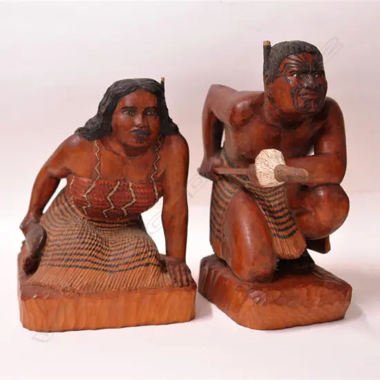 A quality pair of vintage Maori carved figures
