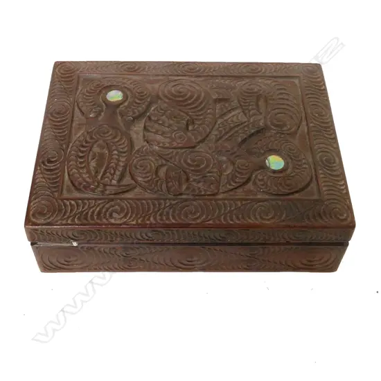 A Maori carved wooden box