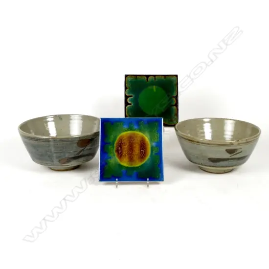 Two large wax resist patterned bowls