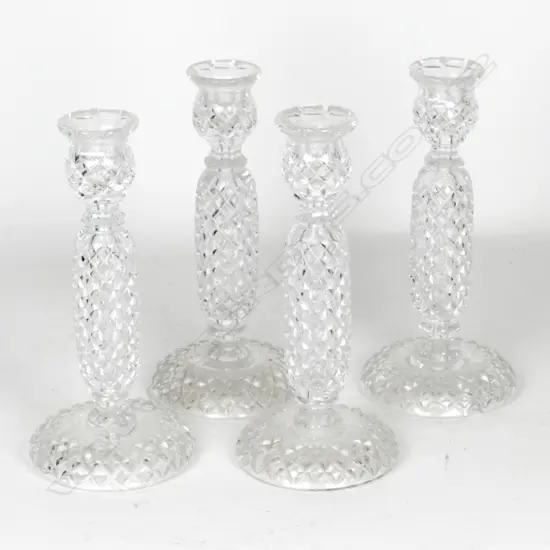 A matching set of four vintage cut crystal candlestick lamp bases