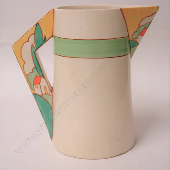 A Bizarre Clarice Cliff large conical jug in the Stroud pattern
