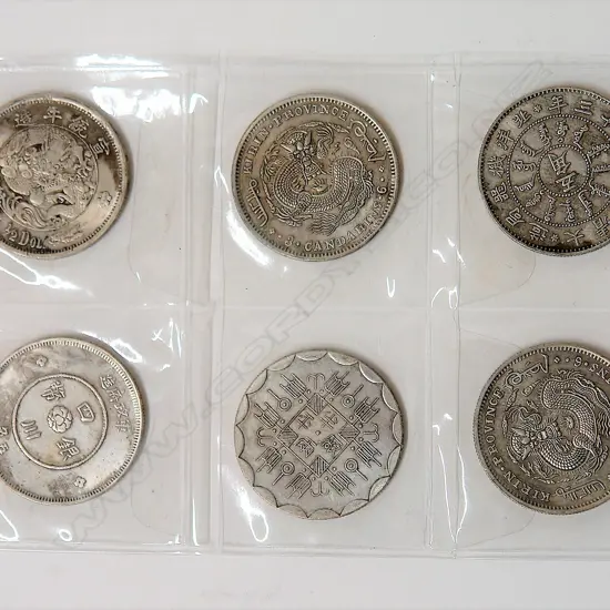 6 OLD CHINESE SILVER COINS