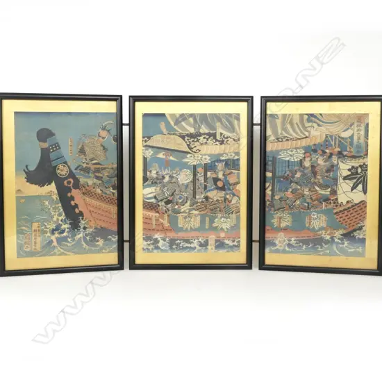 A mid-19thC ukiyo-e triptych Utagawa Kunitsuna