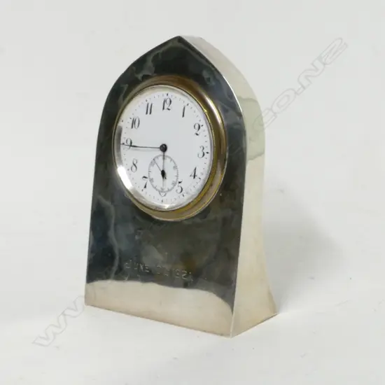 An Art Deco silver desk clock