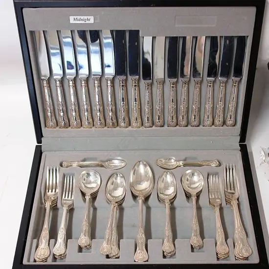 A modern silver King's pattern eight-place setting