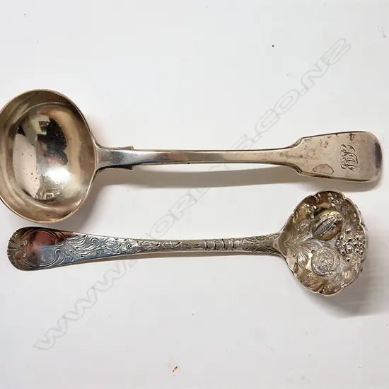 Two antique silver ladles