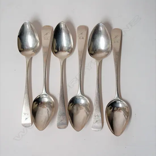 A set of six George III Scottish silver dessert spoons