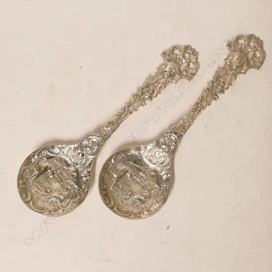 A pair of 19thC Dutch silver spoons