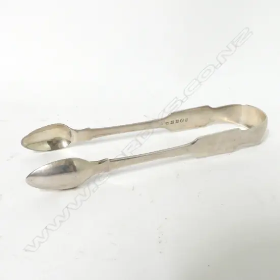 A pair of George IV fiddle pattern Irish silver sugar tongs