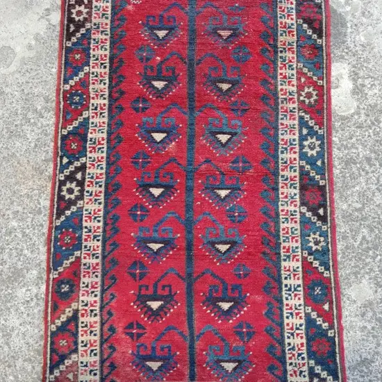 A small hand knotted Turkish runner
