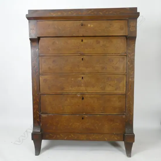 A rare early 19thC Dutch marquetry tallboy