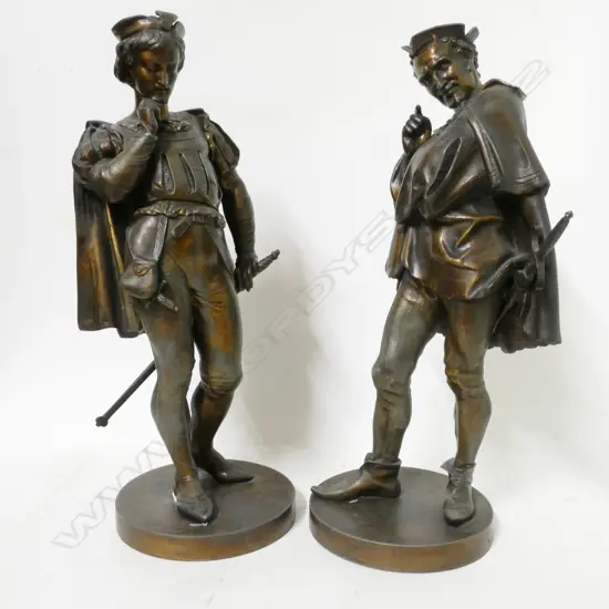 A pair of spelter statuettes