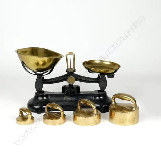 A set of cast iron and brass shop scales