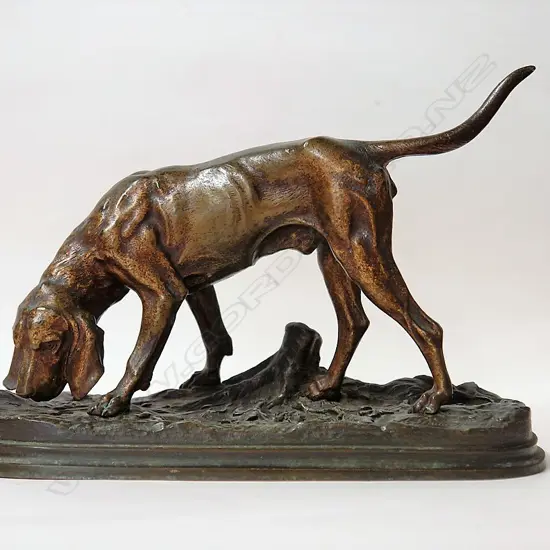 Alfred Dubucand bronze sculpture of a bloodhound