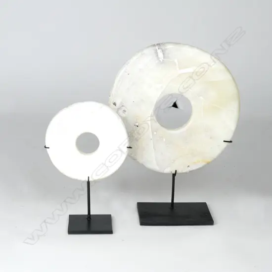 Two giant clam shell currency rings