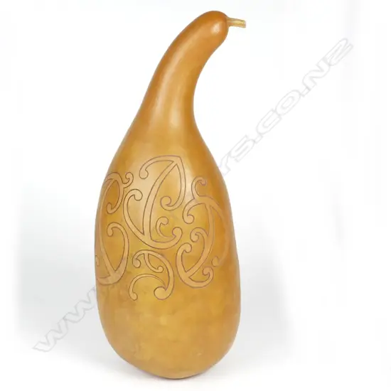 A large carved Maori gourd