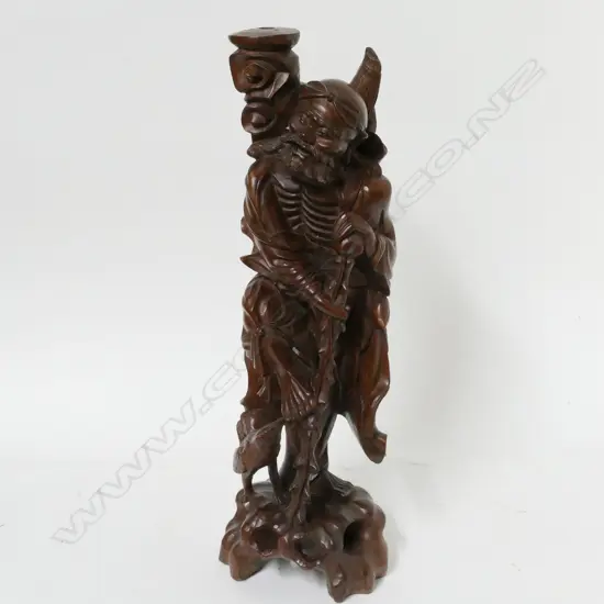 A Chinese carved hardwood lamp base