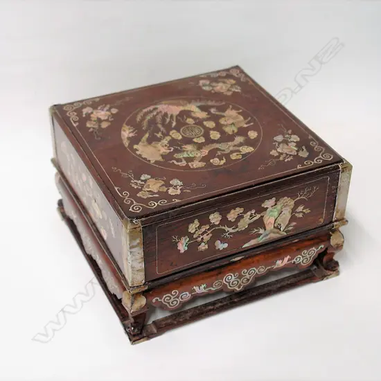An old Oriental rosewood lidded box