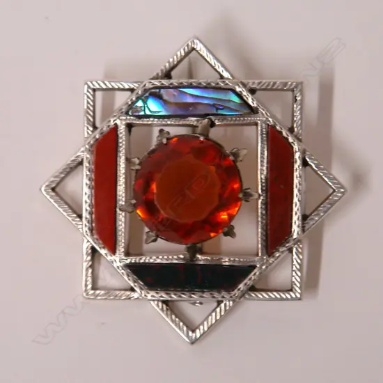 A Scottish silver and jewel set brooch